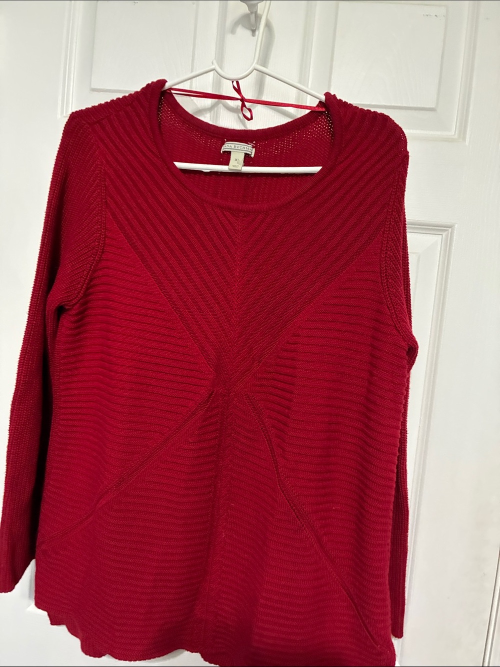 Dana Buchman Bright Red Ribbed Crewneck Sweater. SWEATER WEATHER!!!!